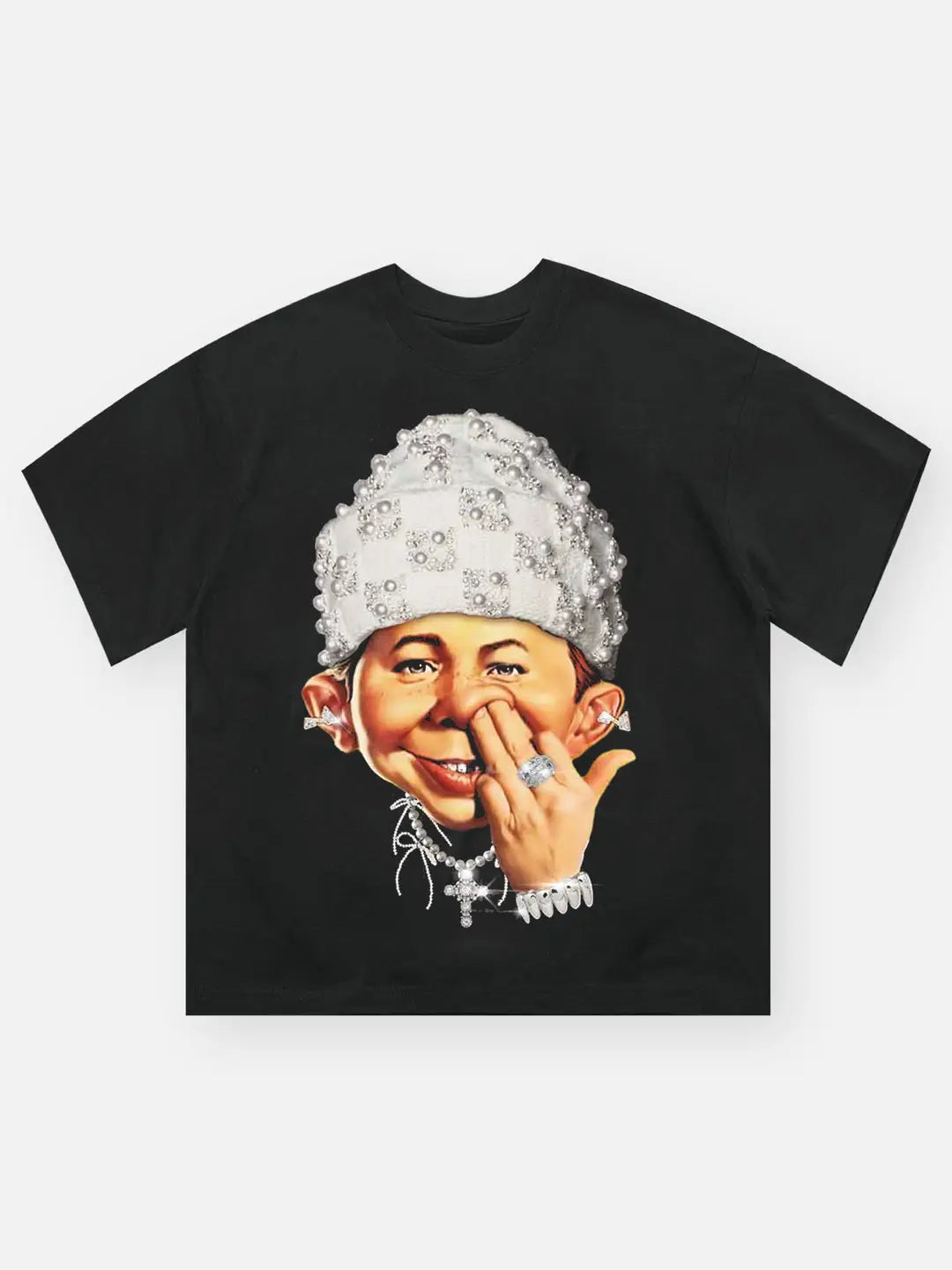 Personality Hip Hop Funny Face Pattern Printed T-Shirt Cotton Short Sleeved T-shirt Men Women Casual Streetwear Round Neck Tops