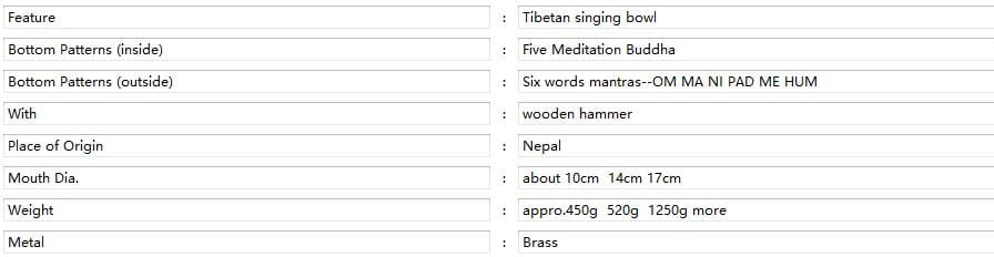 Yoga Healing Meditation Musical Instruments Tibetan Singing Bowl Five Buddhas Brass 10cm 14cm 17cm