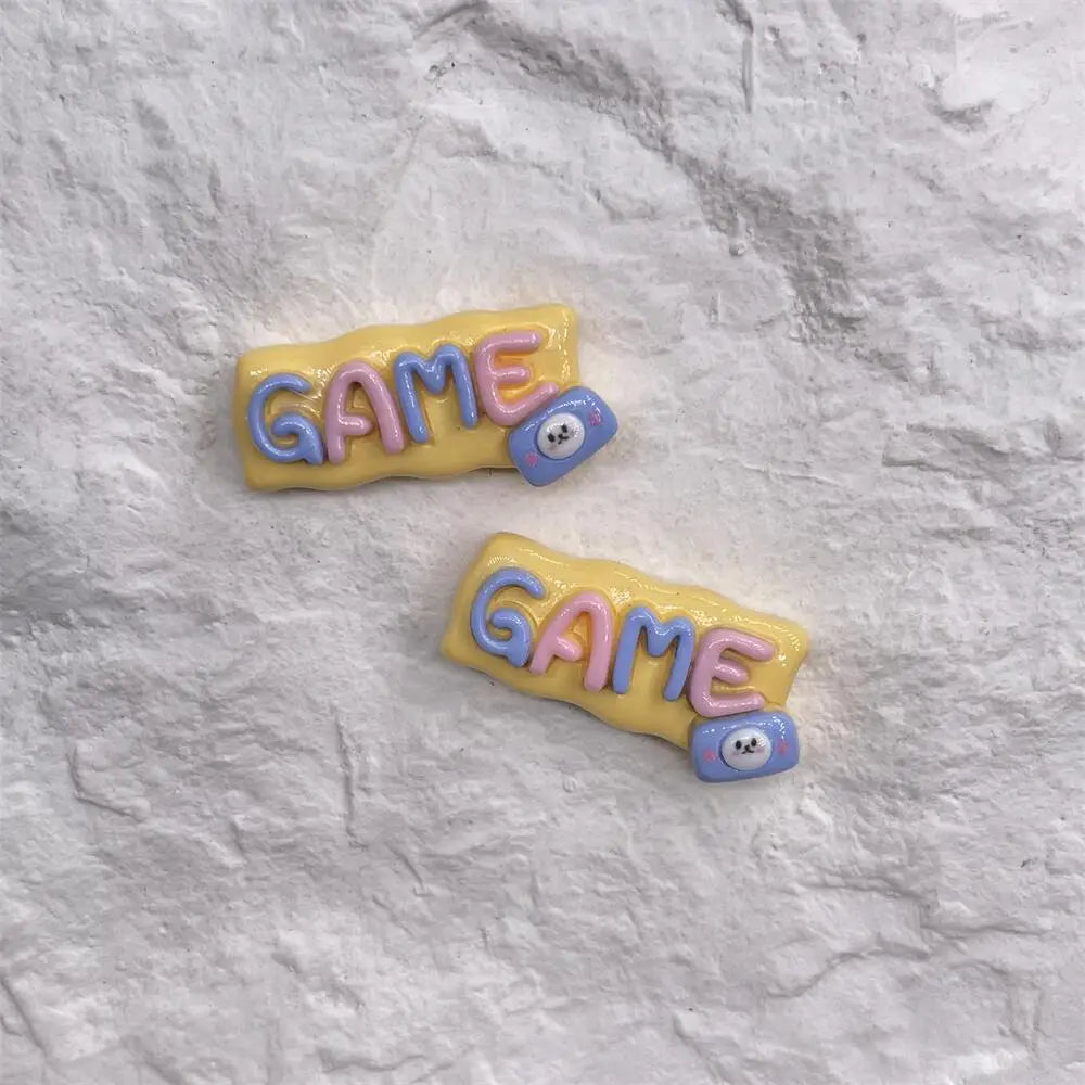 5pcs Cartoon Resin Game Controller Music Phone Resin Cabochon Phone Case Deco Parts Character DIY Hair Bows Accessories