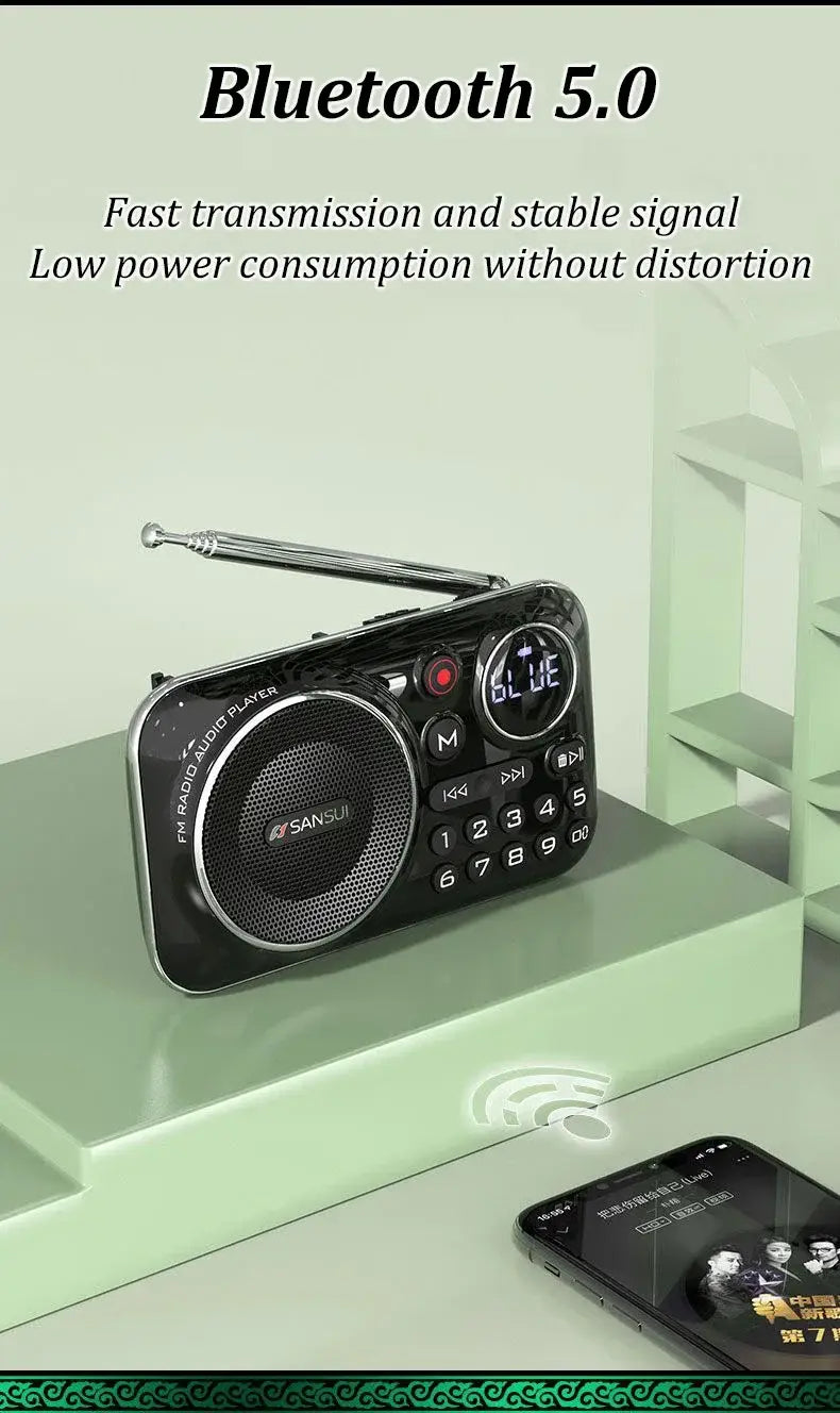 New Mini Radio Speakers Outdoor Portable Soundbox Multi-function Wireless Bluetooth Speaker As a Gift for the Elderly FM TF USB