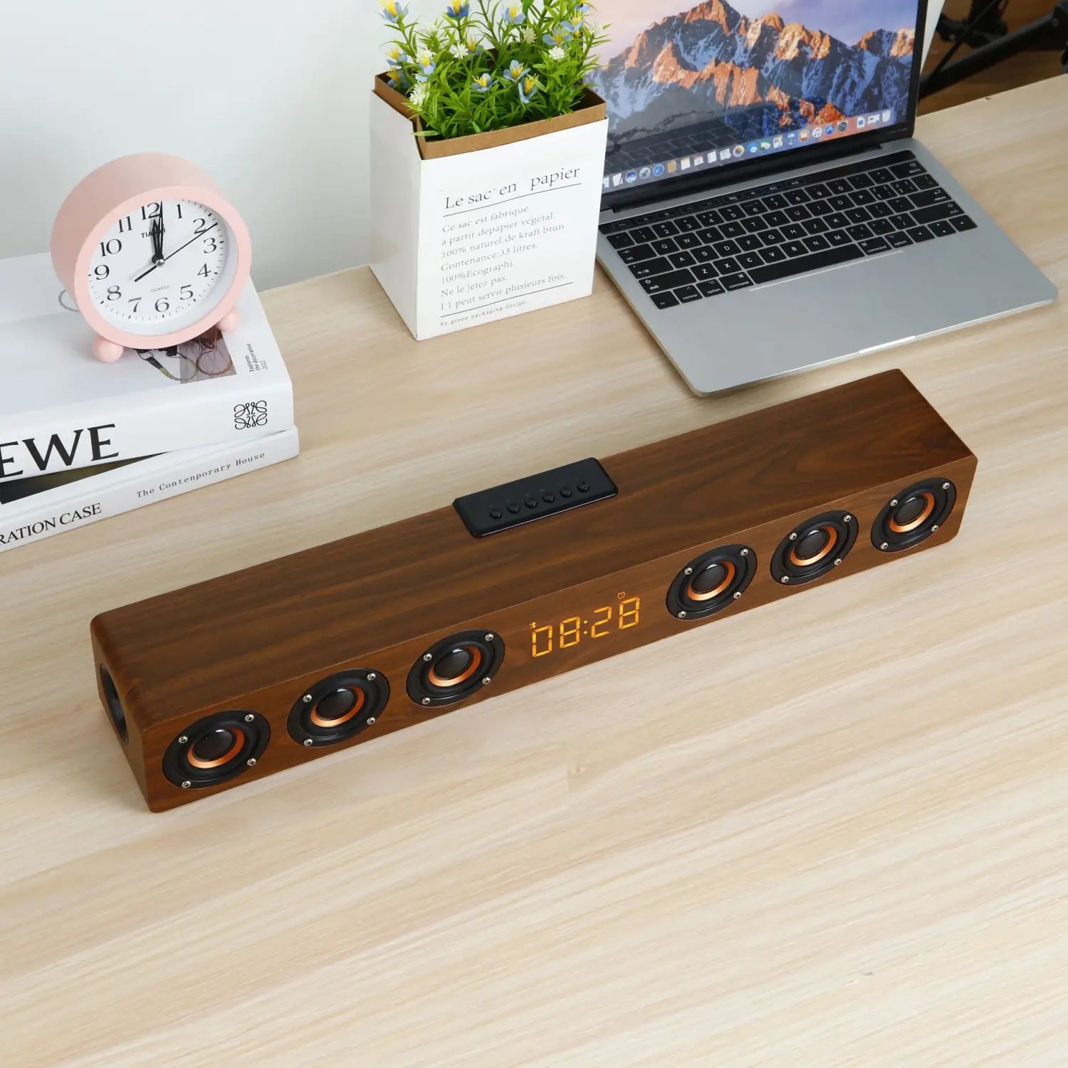 Home Theater Wireless Bluetooth Speaker TV Soundbar For TV Computers with Clock Alarm TF Fm Radio Sound System Caixa De Som