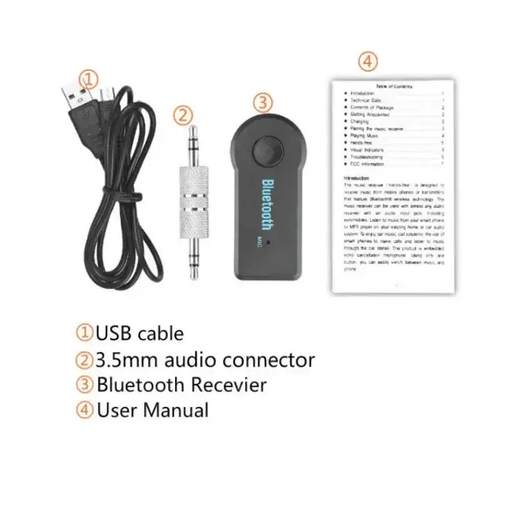 Wireless Bluetooth AUX Car Bluetooth 5.0 Receiver,3.5mm Socket Adapter,Audio Converter Mobile Phone Hands-Free Stereo
