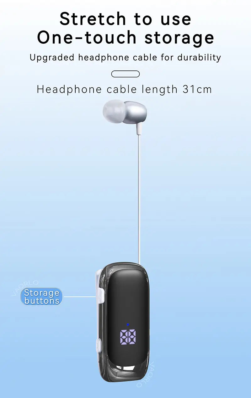 K88 Lavalier Business Bluetooth 5.4 Headphone Talk/Music Time 20 Hours LED Digital Display,Noice Cancelling Wireless Earphones