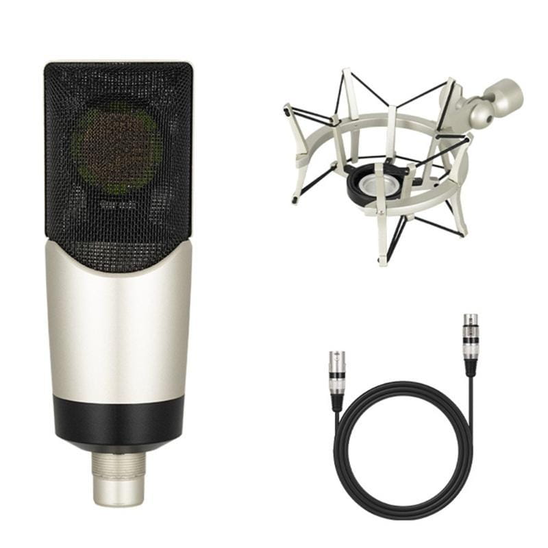 652F Professional Condenser Studio Vocal Recording Large Diaphragm Microphone 48V for Computer Gaming Live Streaming