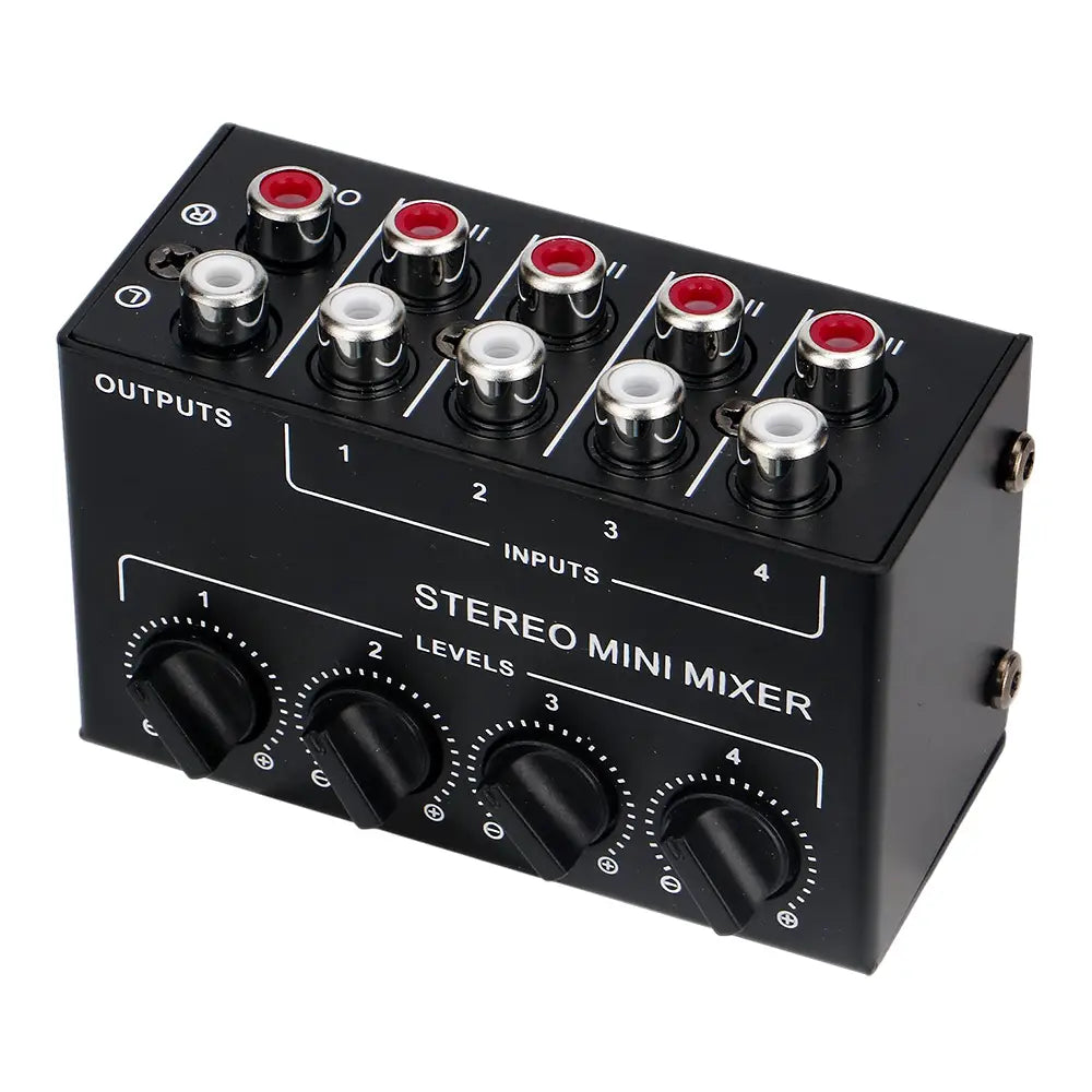 4 6 Channels Stereo Passive Mixer Audio Mixer Portable Sound Mixer RCA Input Ultra Low Noise for Live Studio CD Players