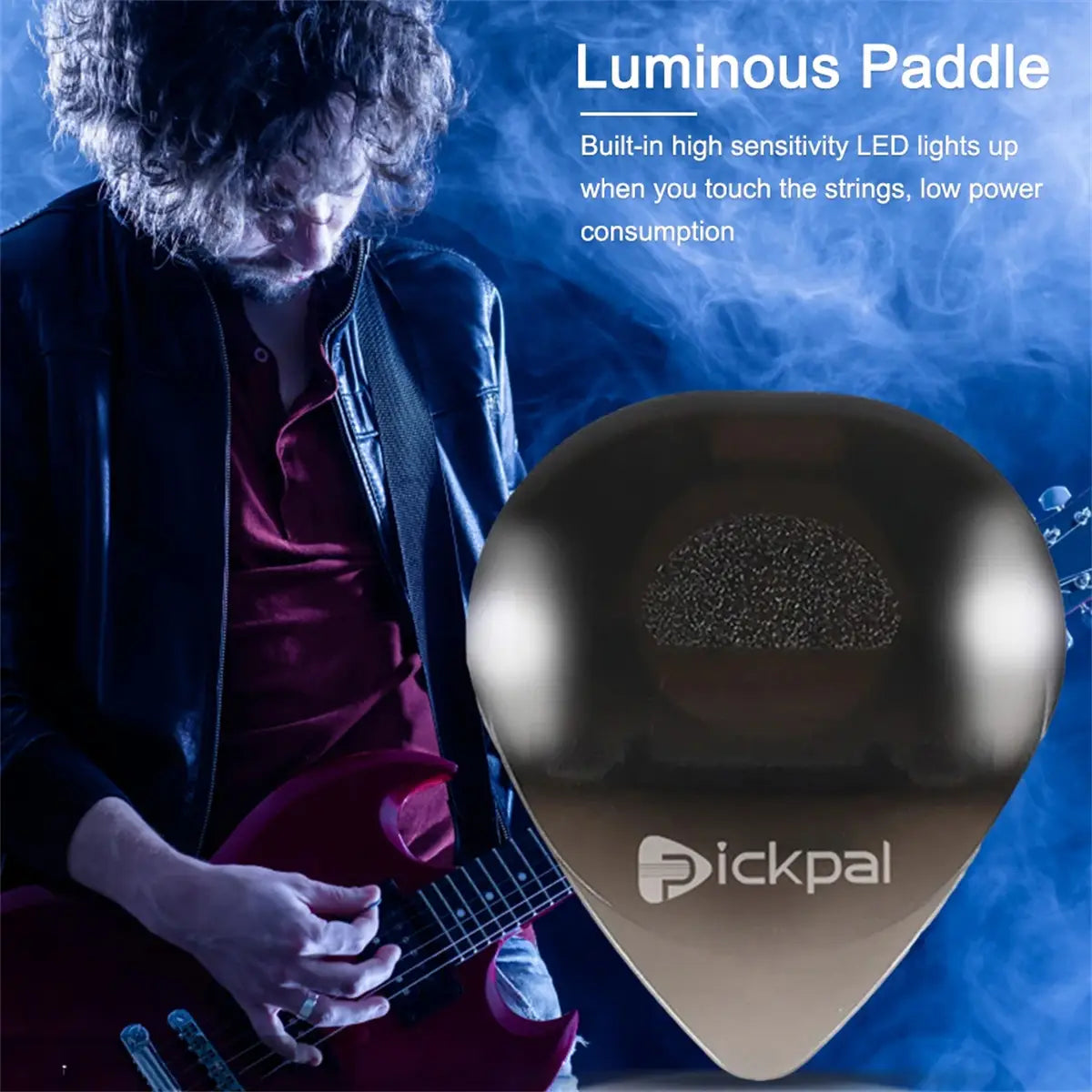 Guitar Picks 1 Pcs with High-Sensitivity LED Light Musical Instrument Glowing Plectrum Non-Slip for Bass Electric Guitarists