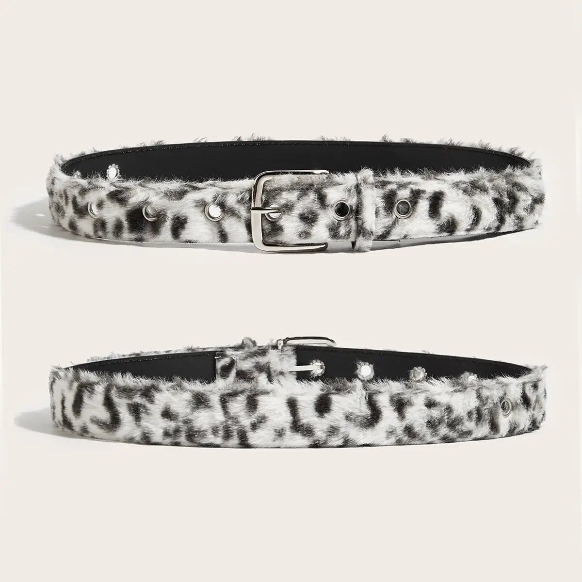 Gothic Y2K Women Belts Fashion Artificial Vivid Animal Fur Waistband Ladies Hip hop Punk Accessories Pink Jeans Waistband winter