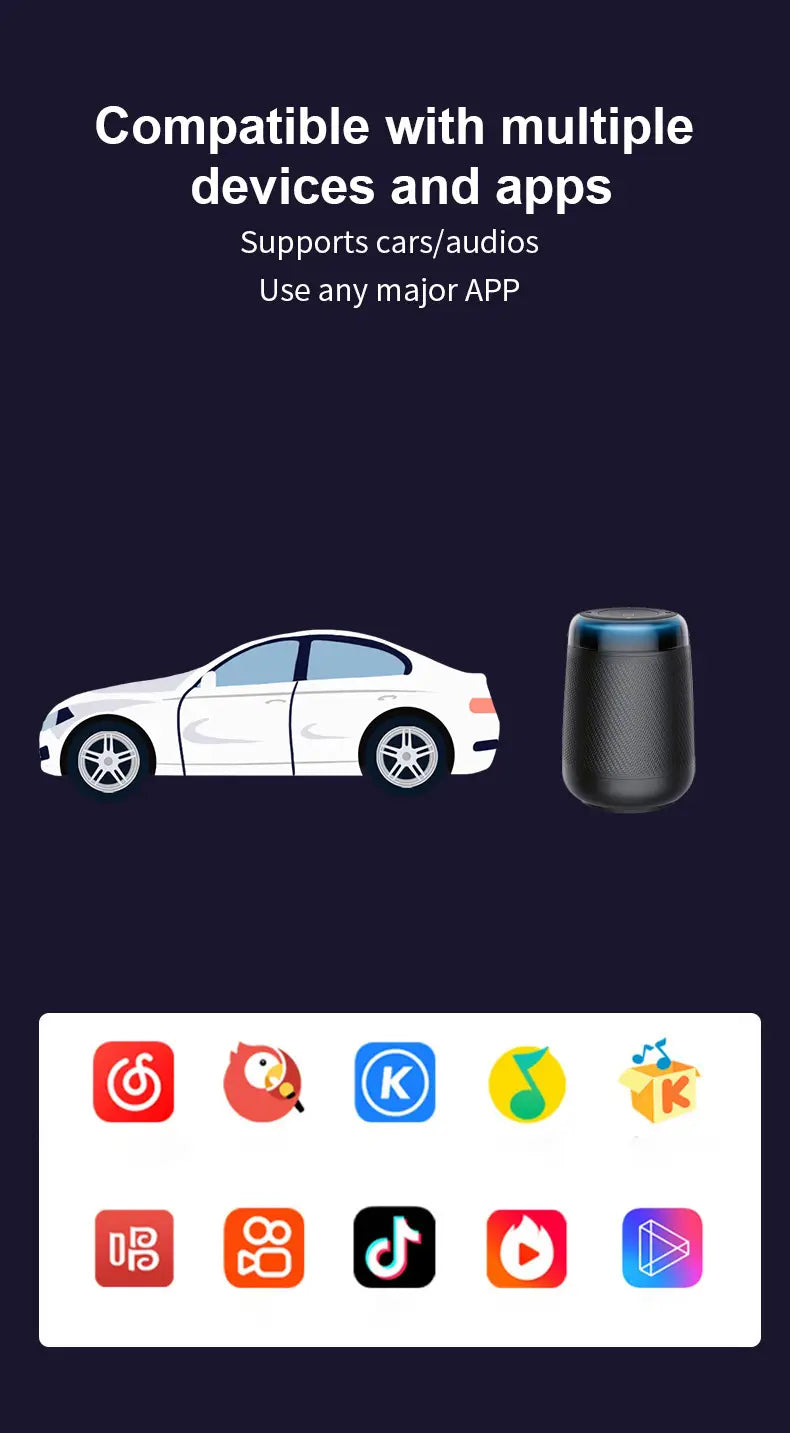 Portable Car Karaoke Machine Wireless Bluetooth KTV Speaker with Hands-Free Microphone for Android & iOS Phones
