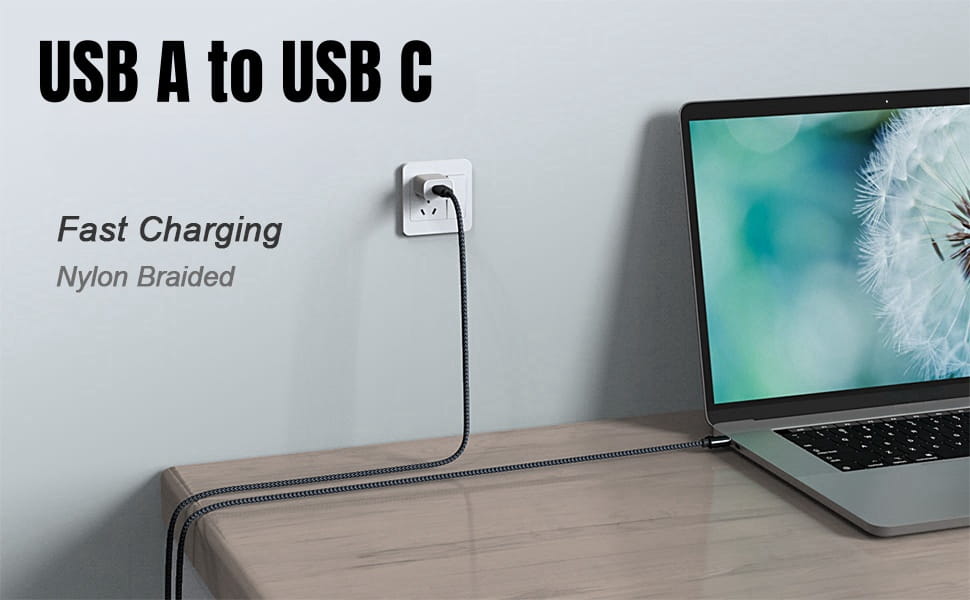 MIZIQIER 5Pack USB A to USB C Cable 3A Fast Charging Type-c Cable for iPhone 15 16 Series Samsung Galaxy S24 S24+ Note20 more