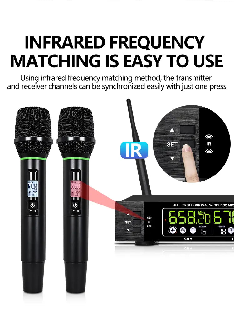 Professional wireless microphone 2 channels charging handheld home karaoke KTV performance singing microphone