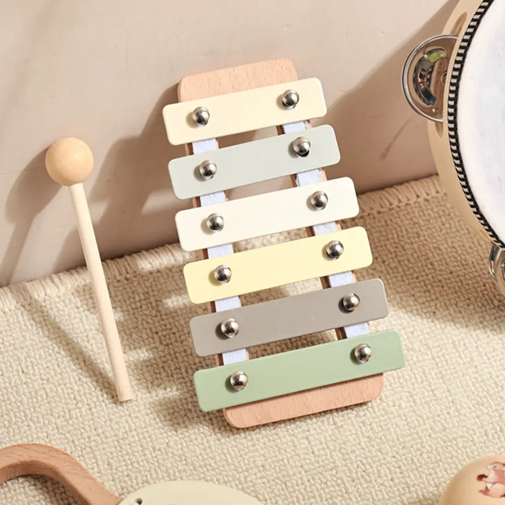 Kids Wooden Montessori Toys Musical Instruments Rattle Toys Wooden Squirrel Percussion Instruments Preschool Educational Toys