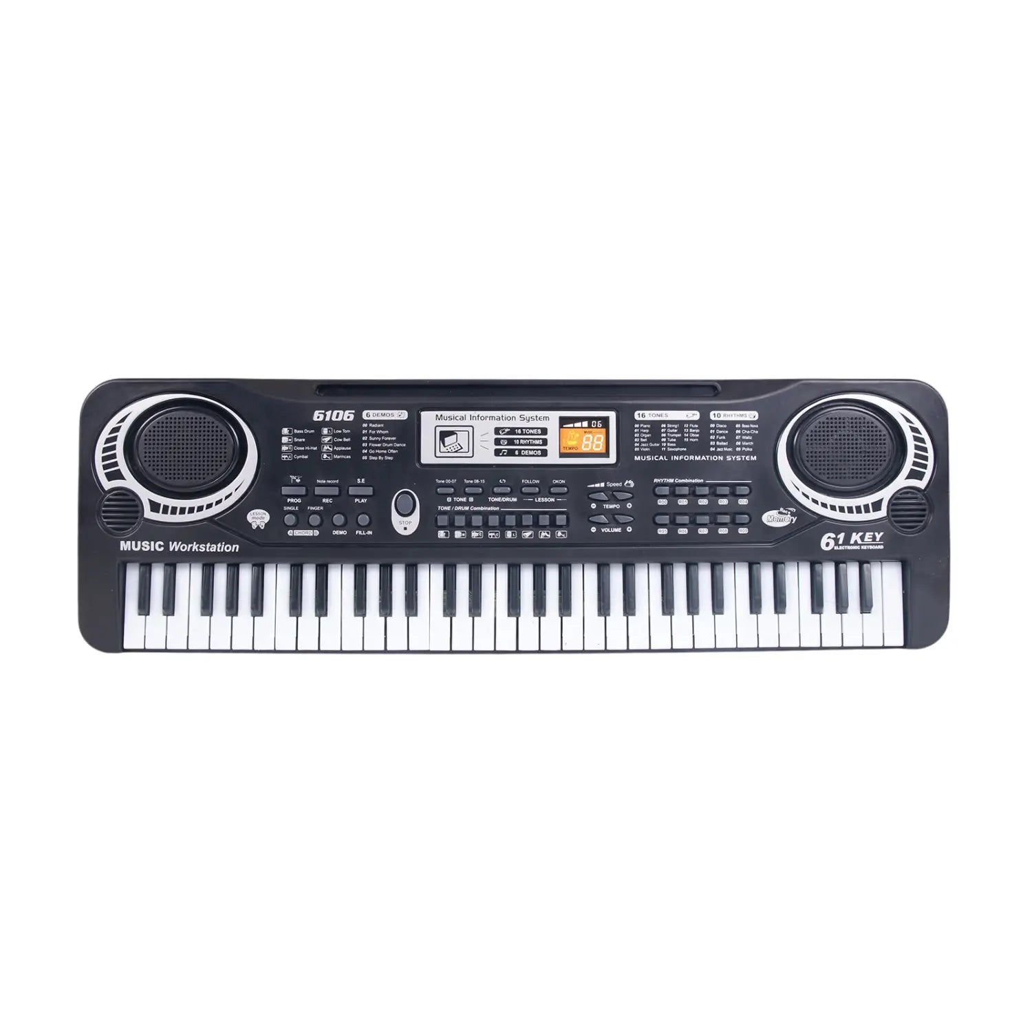 Black Electronic Keyboard 61 Keys Black Digital Music Electronic Keyboard Electric Piano Kids Musical Instrument