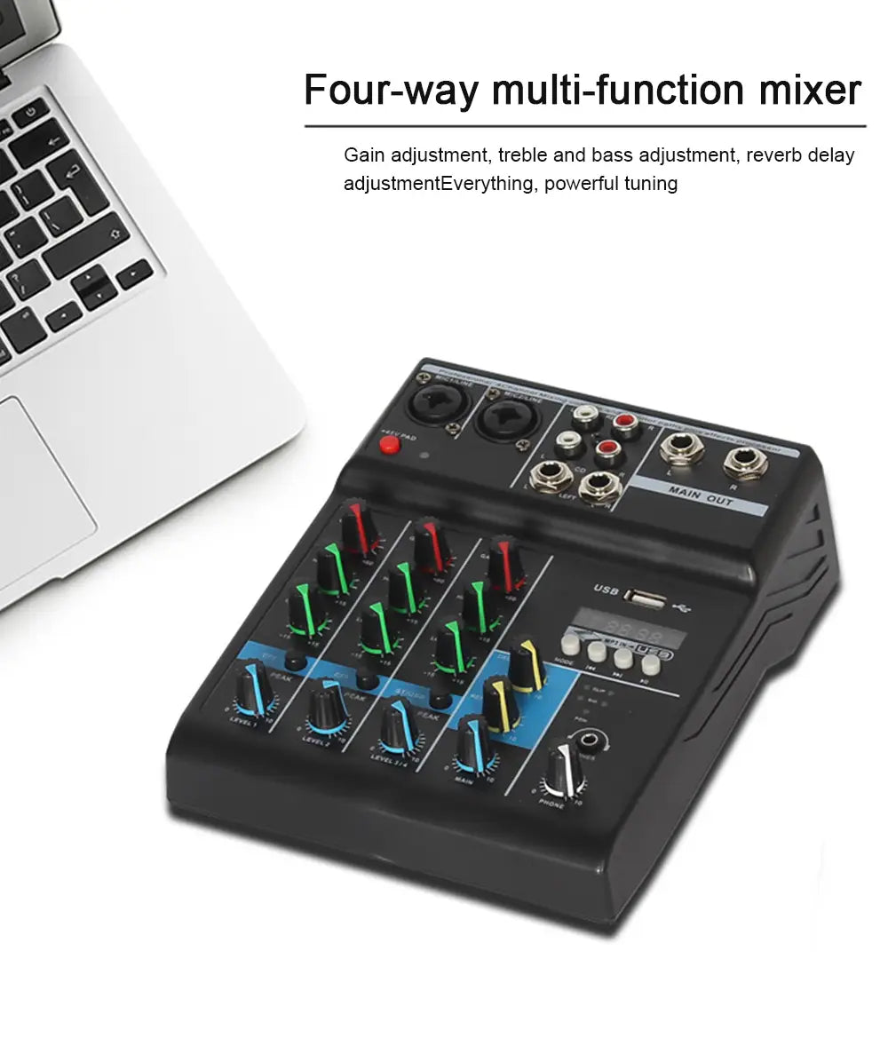 HD A4 A5 Sound Card Mixing Console Mixer Professional Audio 4 5 Channel Sound Mixer For Live Streaming DJ Audio Equipment