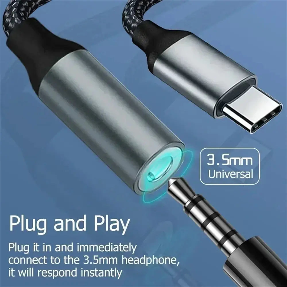 Type C 3.5 Aux Jack Audio Cable USB Type C To 3.5mm Audio Adapter Earphone Wire Converter For iPhone 15 Samsung Galaxy S24 S23