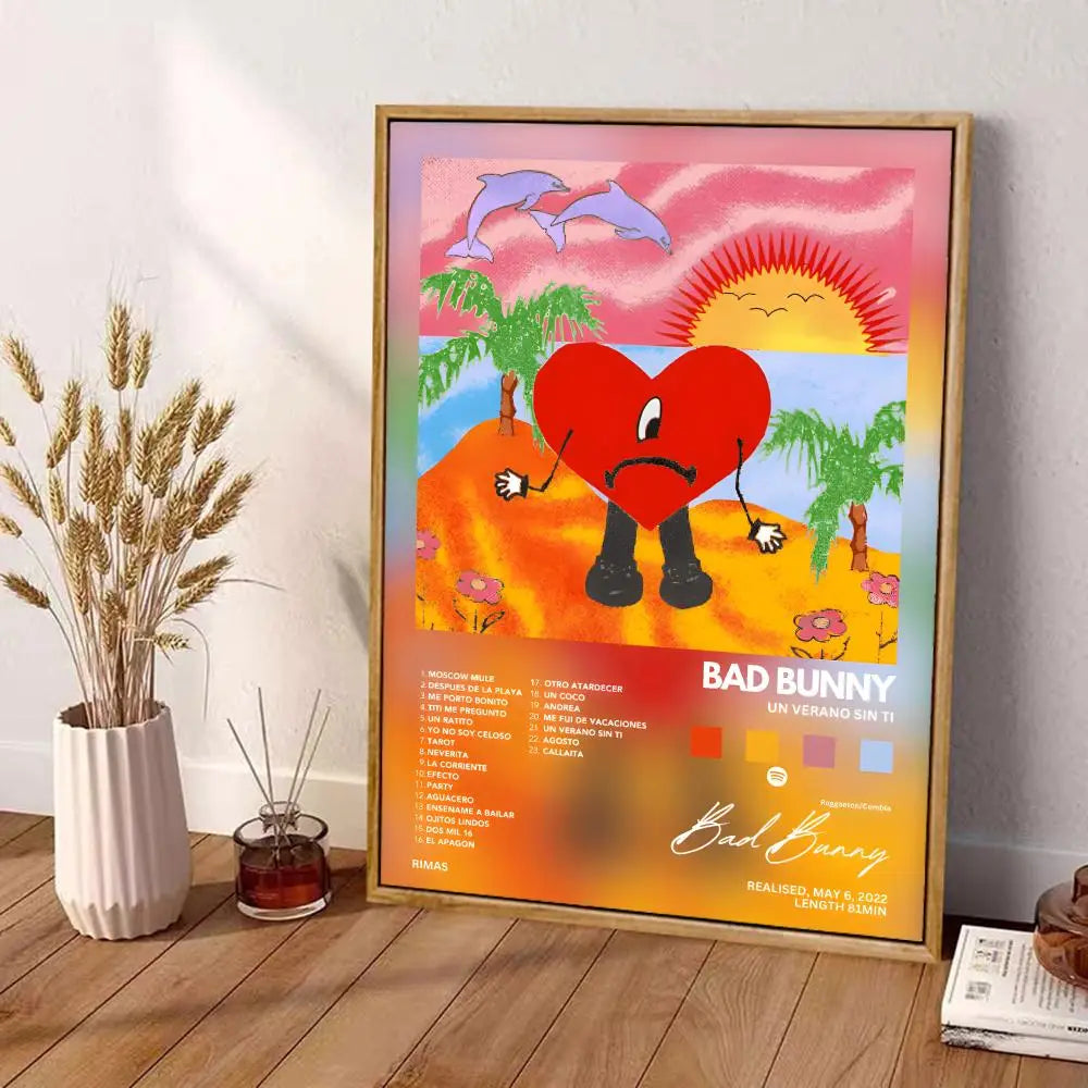 Rapper Singer B-bad Bunny Painting Calligraphy Home Bedroom Waterproof Canvas Poster Unframed Wall Art Print Decoration Mural