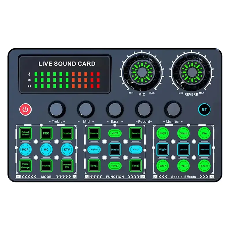 A06F-Dedicated Sound Card V99 Live Mobile Karaoke Recording Singing Computer Podcast Sound Card Mixer Equipment