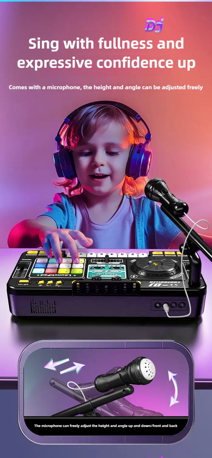 Kids Simulation DJ Mixer Controller Toys Multifunctional Music Effects Electronic Piano Keyboard Learning Birthday Gift Boy Girl