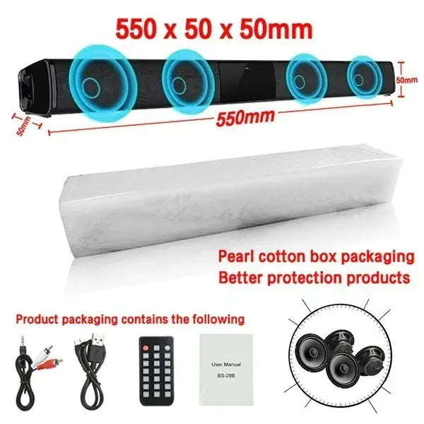 Super Powerful Sound Bar Portable Wireless Bluetooth Speaker Surround Stereo Home TV Sound Box Subwoofer FM Radio caixa de som
