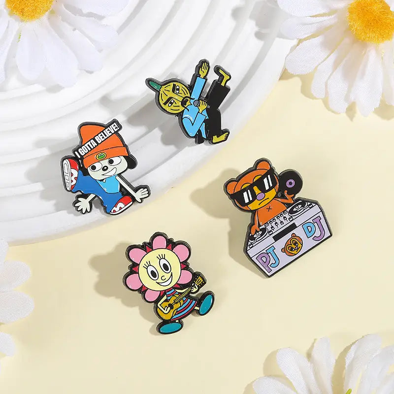 Music Rhythm Game Badge Enamel Pins I Gotta Believe! Parappa and PJ Berri Game Role Brooch Lapel Badge Funny Jewelry Accessories