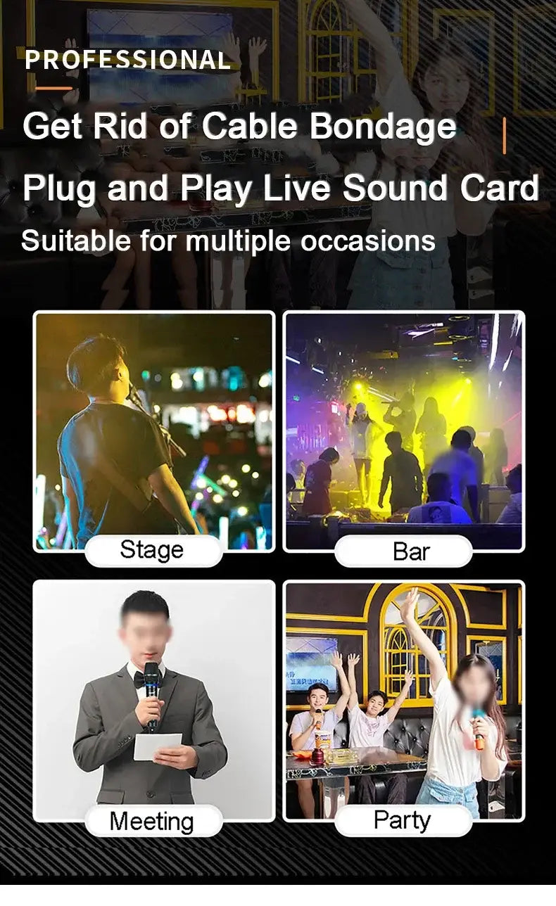 Professional VHF Wireless Microphone System 4 Channel Handheld Karaoke Microphone for Home Party Church Event PA TV Speaker