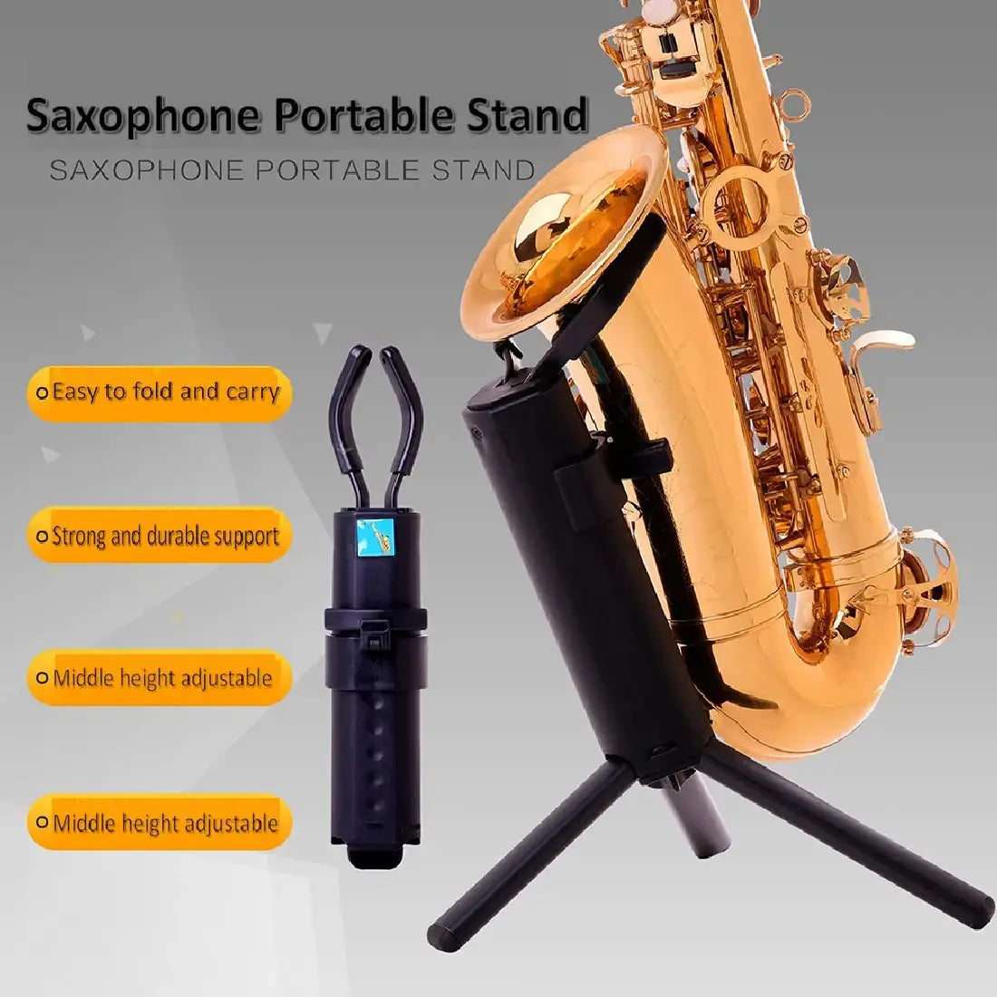 Alto/Tenor/Soprano Saxophone Stand Portable Foldable Professional Stand Metal Legs Brackets Wind Instrument Accessories