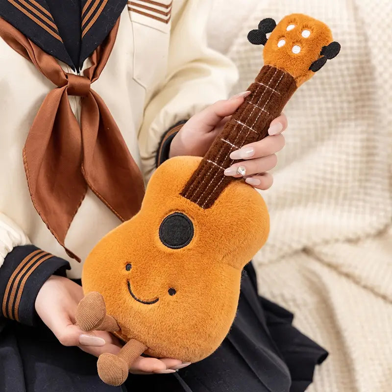 Cute Musical Plush Toys Soft Violin Guitar Pipa Tuning Fork Note Stuffed Doll Instrument Gift for Kid Music Lover Birthday Gifts