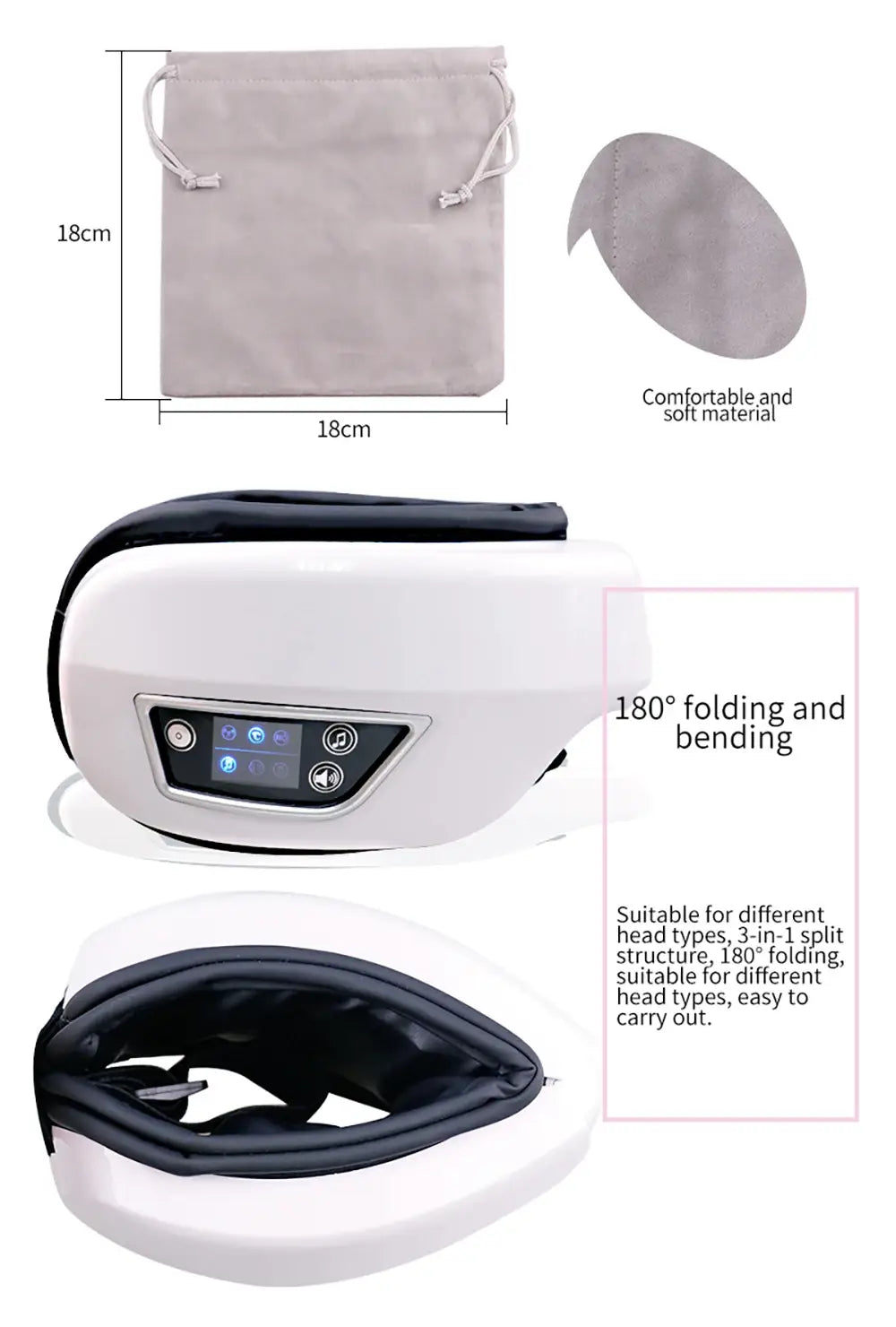 Eye Massager Smart Foldable Vibration Airbag Compress Eye Massage Instrument Bluetooth Music Eye Care Glasses Eye Relax Fatigue
