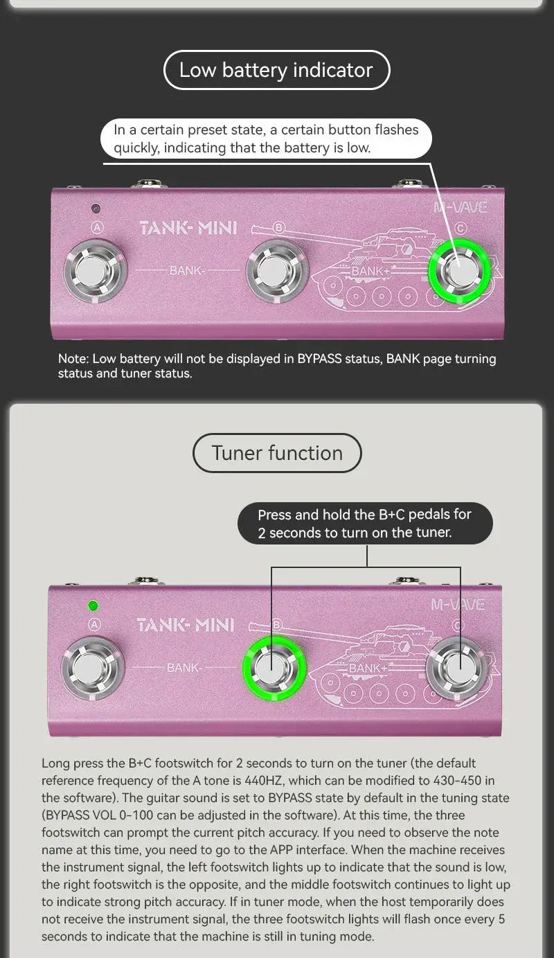 M-vave Tank Mini Multic Effect Guitar Pedal,Support IR and OTG Recording,Built-in Cab,Amp,Mod,FX,Delay and Reverb Effects