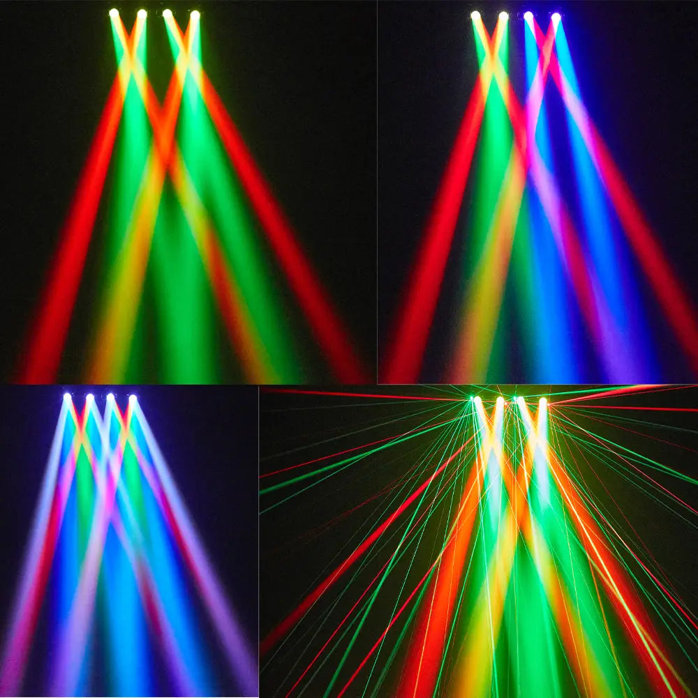 80W LED Moving Head Beam Lights Remote Control Dual-Head Disco Party RGBW DMX512 DJ Equipment Stage Lighting For Event Club Xmas