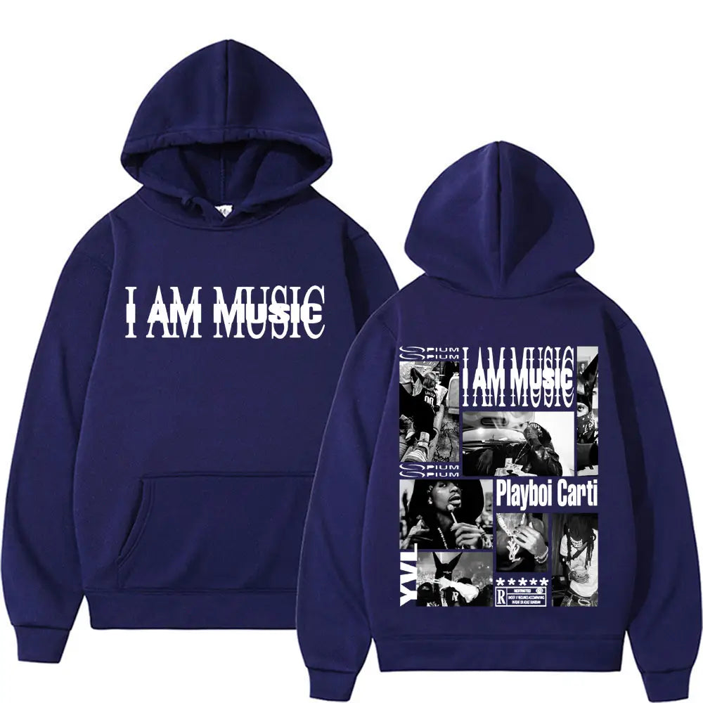 Rapper Playboi Carti I AM MUSIC Album Logo Hooded Men Fashion Gothic Hip Hop Street Sweatshirt Male Casual Fleece Comfort Hoodie