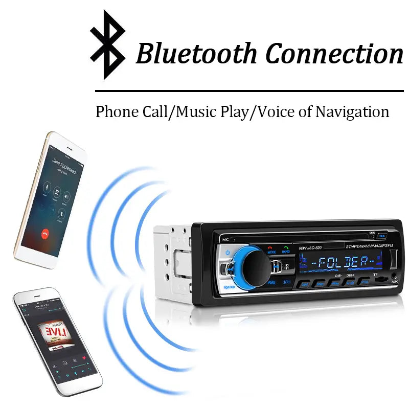 Car Radio 1 Din Stereo Player Digital Bluetooth MP3 Player FM Radio Stereo Audio Music USB With In Dash AUX Input