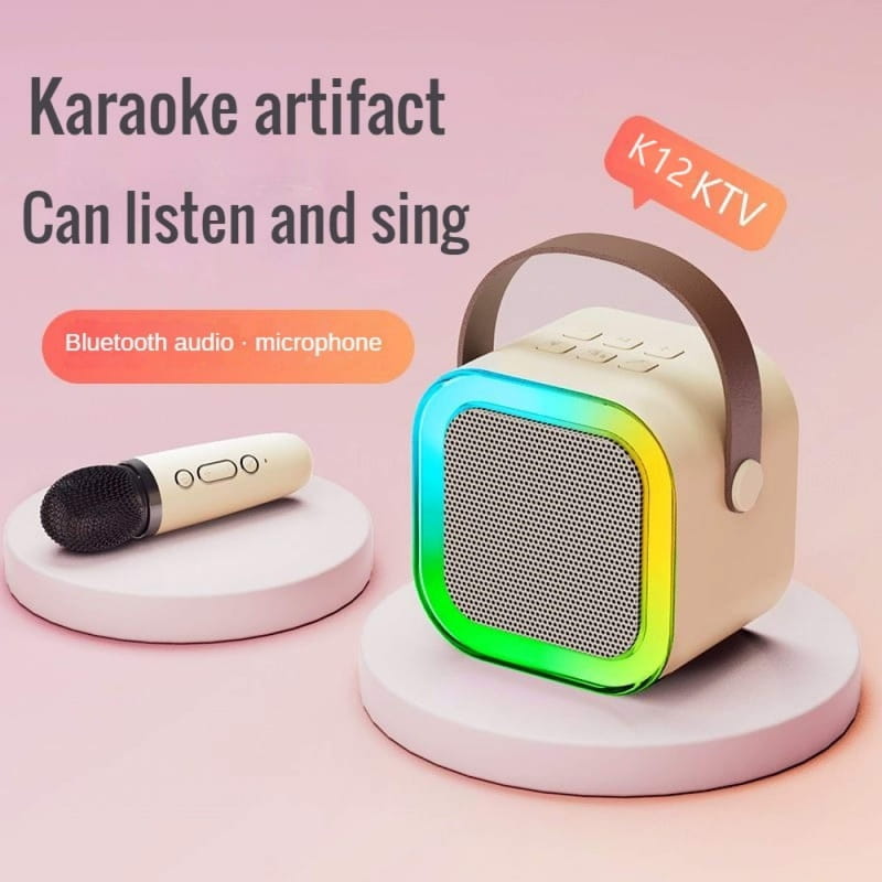 K12 karaoke machine with 1/2 wireless microphones portable 5.3 PA Bluetooth speaker system RGB lights audio home KTV kid gifts