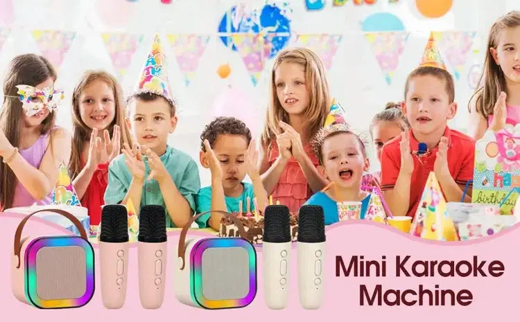 New K12 Karaoke Machine Portable Bluetooth Speaker With 1-2 Wireless Microphones HiFi Family Singing Loudspeaker Children’s Gift