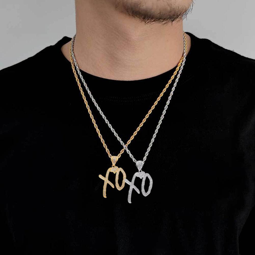 Fashion XO Necklace Cubic Zirconia Letter Pendant Sweater Chain Light Luxury Hip Hop Party Jewelry Accessories For Men Women