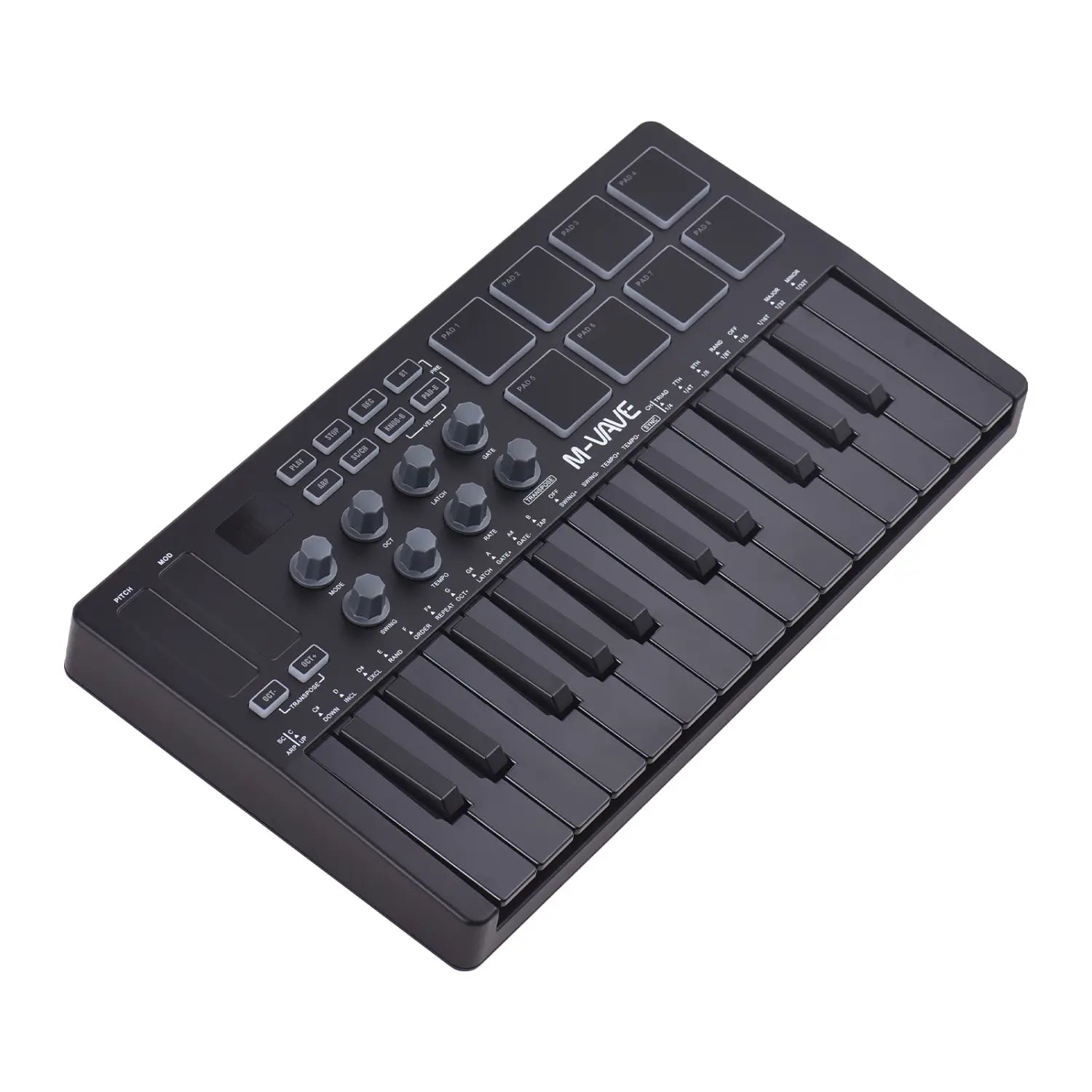 MIDI Keyboard Controller Beat Maker Machine Rechargeable 25 Keys MIDI Keyboard Arranging Strike Pad RGB MIDI Assignable Knobs