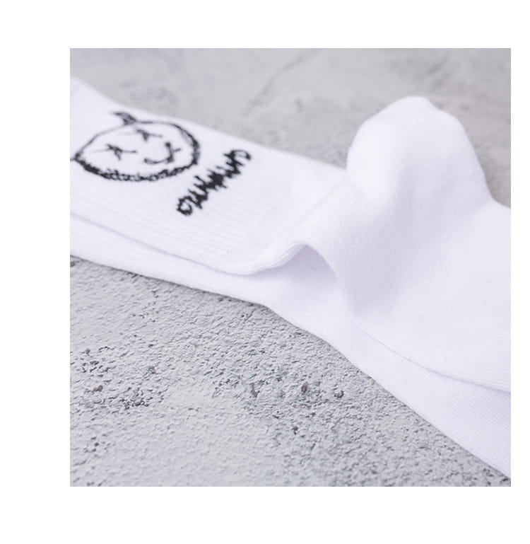 Men Women Socks Cotton Simplicity Anime Devil Grimace Harajuku Black White Graffiti Fashion Long Funny Hip Hop Sox Unisex medias