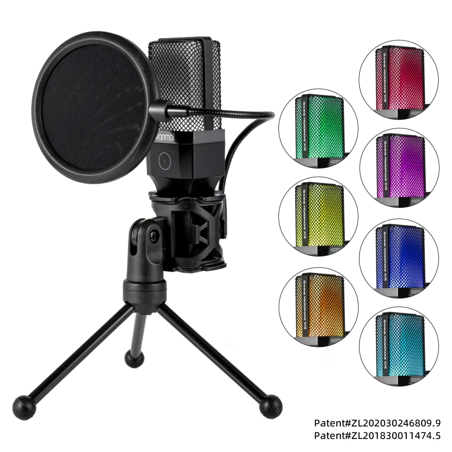 Gaming Microphone Professional Condenser Mic PC Laptop Computer Mike RGB USB Wired Studio Streaming Podcast Gamer Karaoke PC Kit