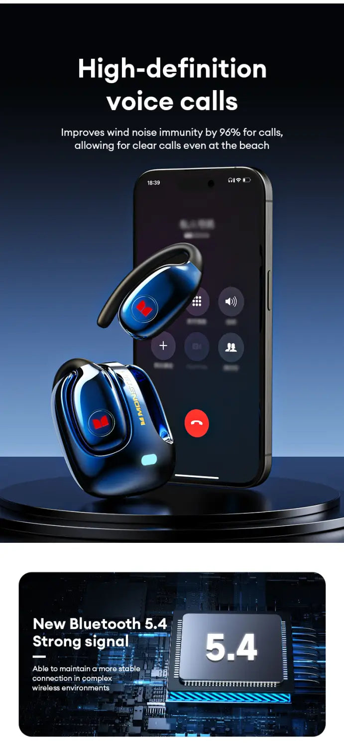 Choice Monster MQO22 New OWS Bluetooth 5.4 Headphones HIFI Sound Quality Stereo Music Gaming Headset Waterproof Sports Earbuds