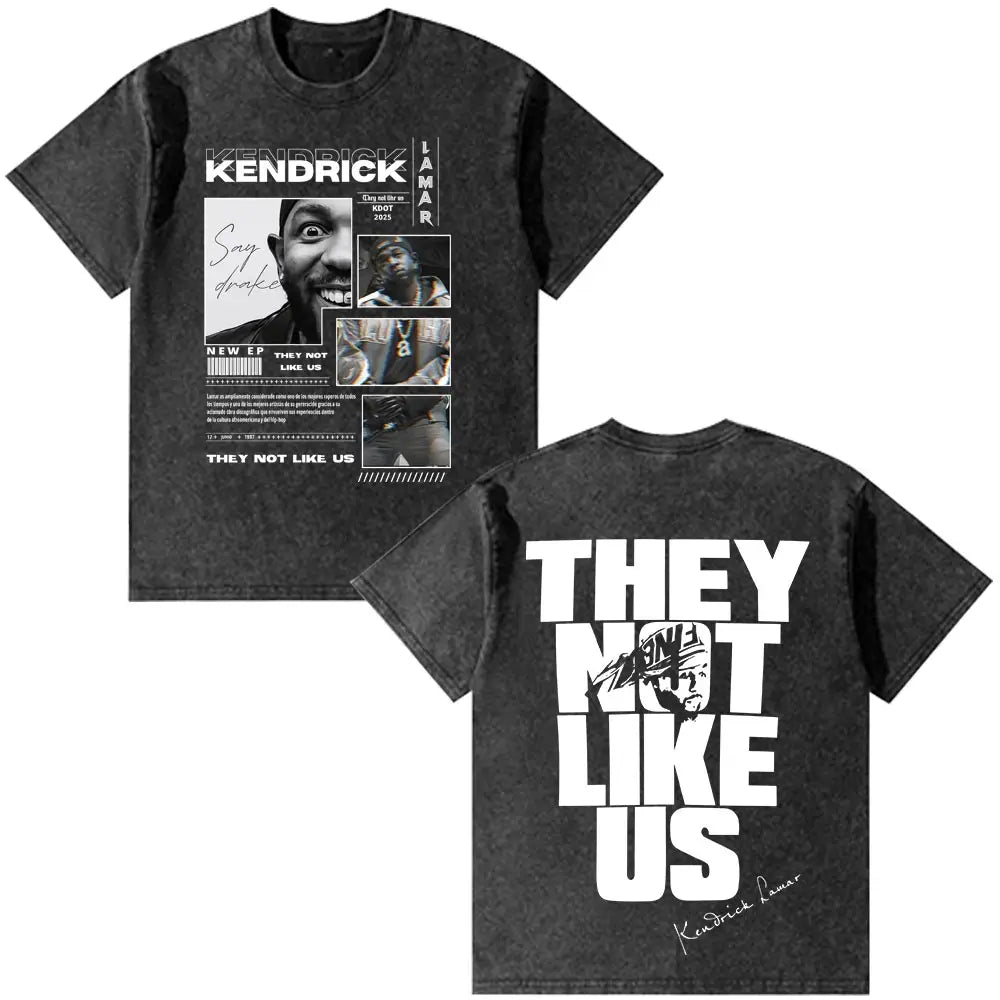 Rapper Kendrick Lamar They Not Like Us T-shirt Men Women Fashion Hip Hop Vintage Washed Oversized T-shirts Summer Cotton T Shirt