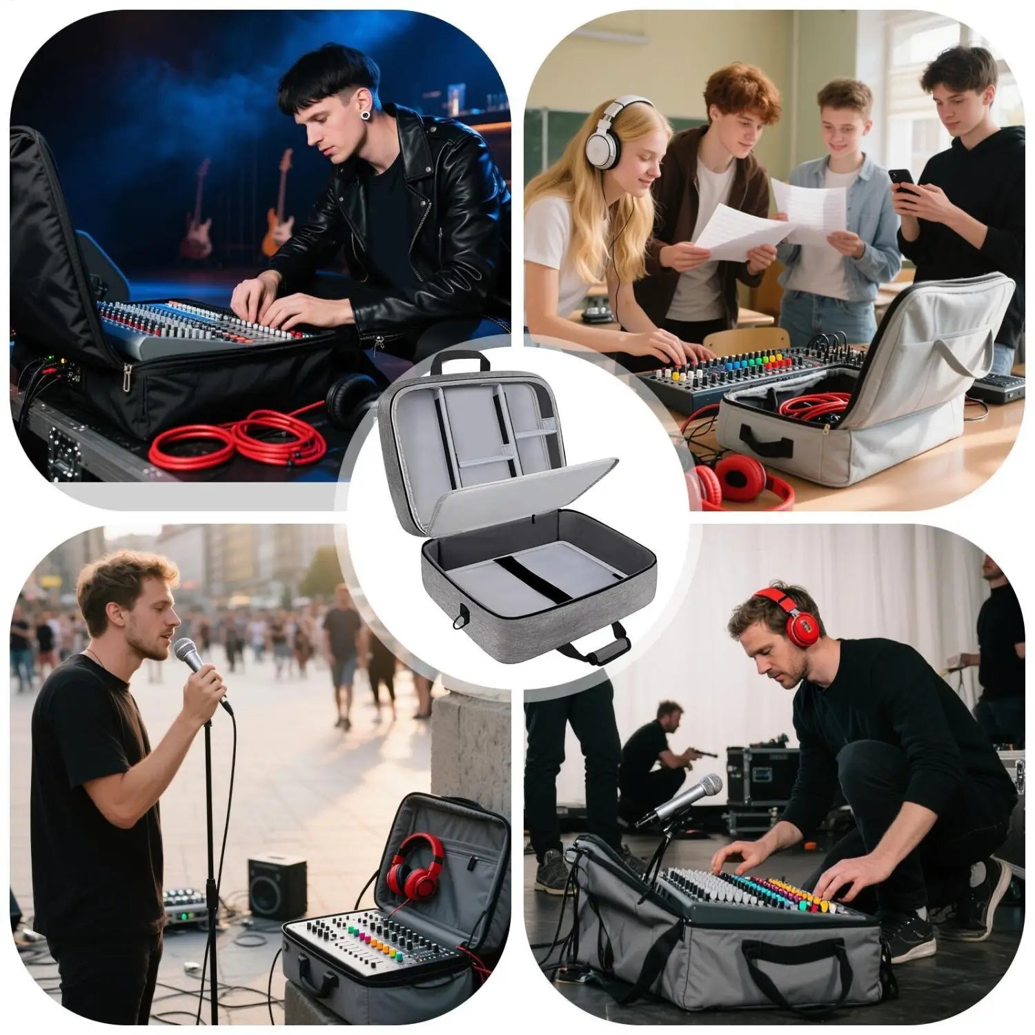 Audio Mixer Travel Case Protective DJ Mixer Bag with 10mm Padding Scratch-Resistant Sound Instrument Accessories Storage