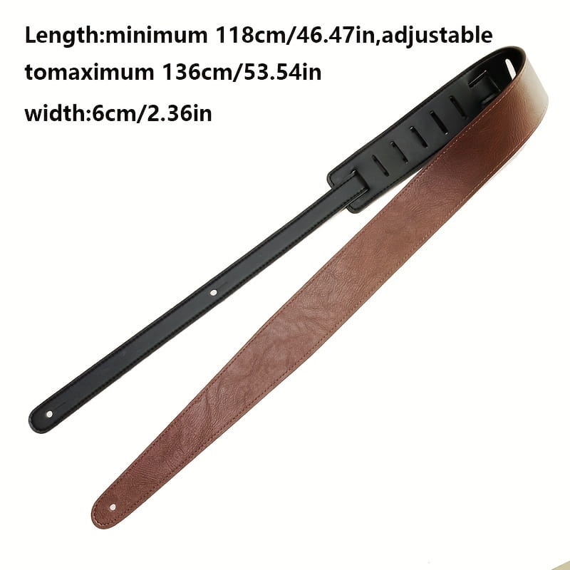 Leather Guitar Strap 2.36’’ Width Double Side Wear Adjustable Strap from 46.47’’ to 53.54’’ for Electric Acoustic Bass Guitars