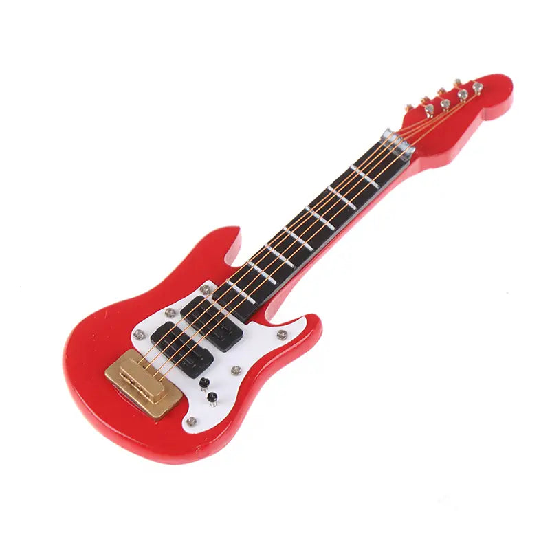 ▶1:12 Dollhouse Miniature Music Electric Guitar Model for Kids Musical Toy Doll House Accessories