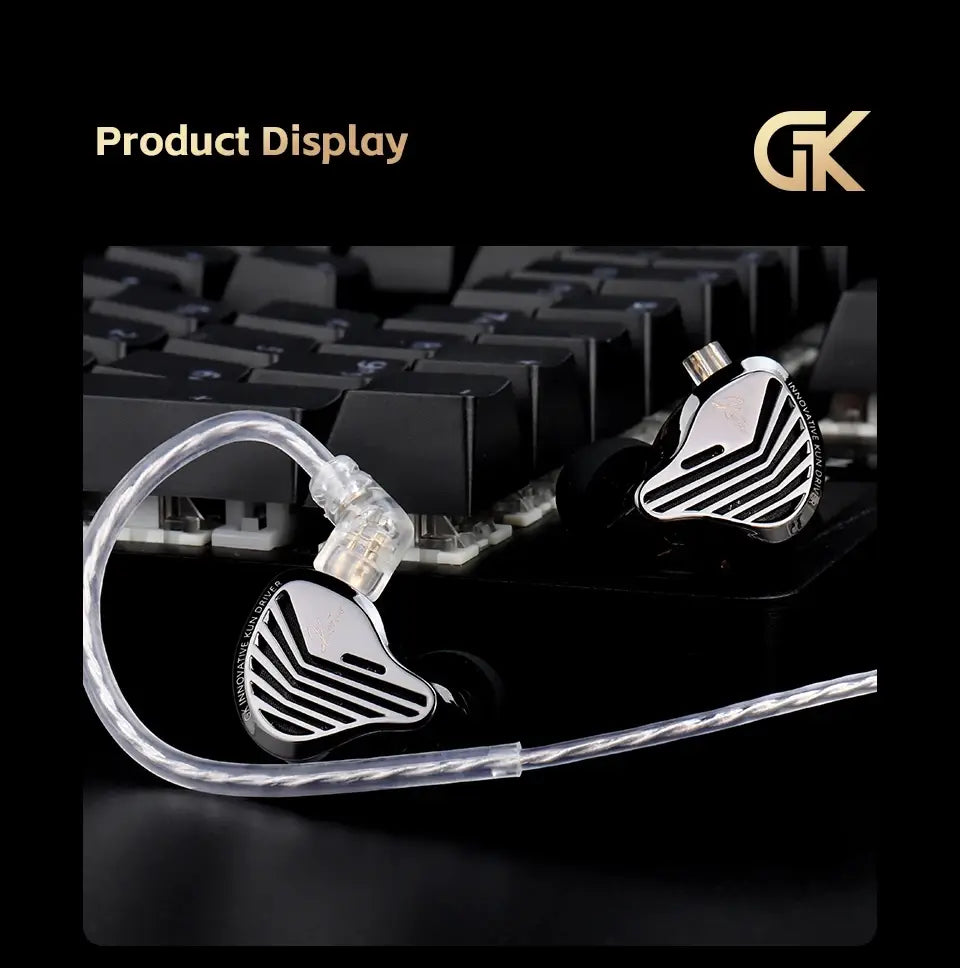 GK KUNTEN Dynamic Drive Headphones HIFI Heavy Bass Earbuds Sports Metal Headphones Detachable Headphones Gaming Headset Type-C