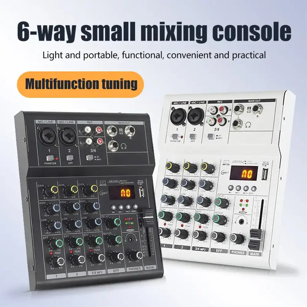 Professional 4 channel Audio mixer DJ karaoke Mixing Console With USB Interface Sound Card BT 48V for Karaoke Party PC Recording