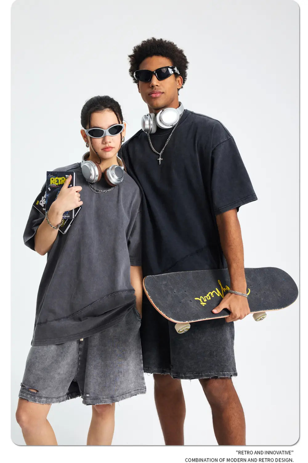 Hip Hop Wax Printing Washing Men’s Short Sleeve Tee Oversized Distressed Round Neck Man Cotton T Shirts Top Quality Raw Edges