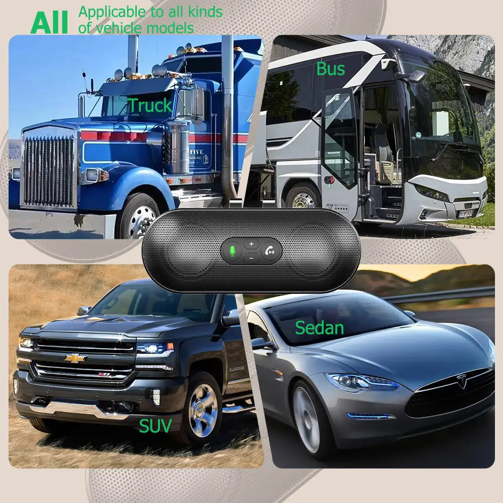 Bluetooth 5.4 Car Kit Handsfree 6W Speakerphone Sun Visor Speaker Mp3 Player Wireless Music Receiver With Voice Assistant