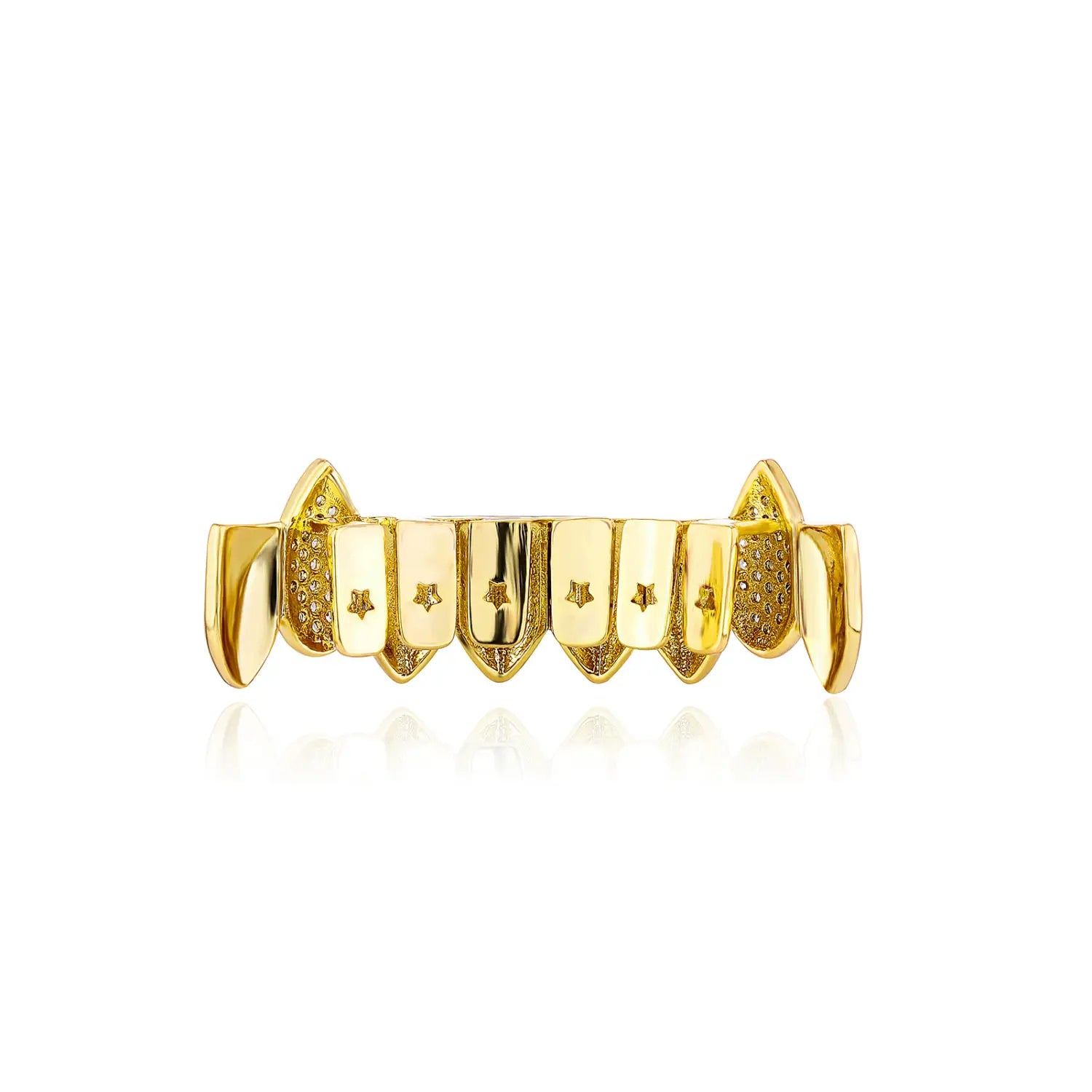 Hip Hop Full CZ Stone Teeth Grillz Caps Cubic Zircon Iced Out Micro Pave Top&Bottom Charm Grills for Men Women Punk Jewelry