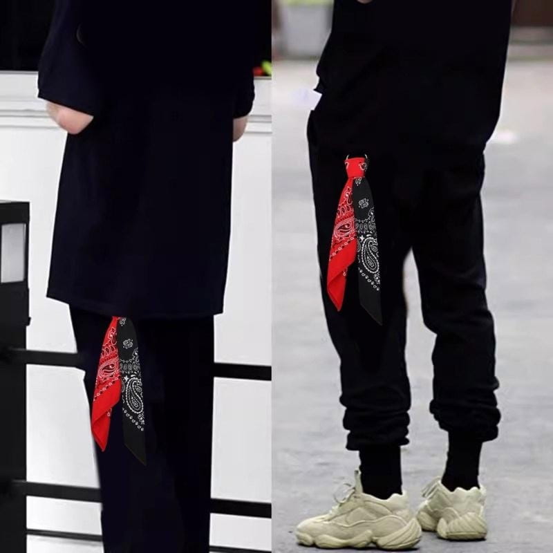 Trendy Cashew Print Waist Chain Hip Hop Style Pants Chain Square Scarf Trousers Chain on Jeans Hiphop Keychain Ornament