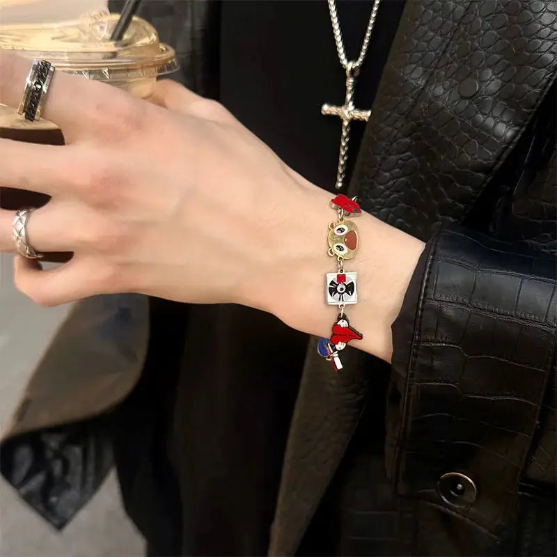 Art Album Bracelets Kawaii Kanyeing Dropouted Bear Vintage Hip Hop Metal Cuff Bangles Jewelrys Men Women Fashion Trendy Chains