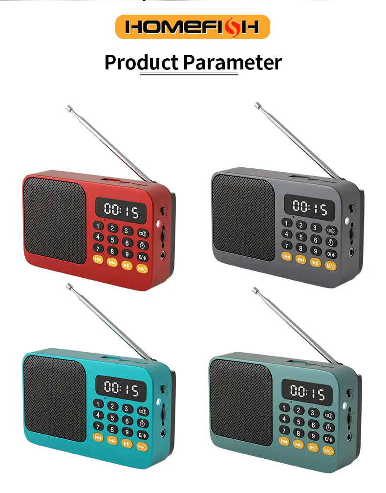 Handheld Rechargeable Digital FM USB TF MP3 Player Portable Radio Music Player Speaker Devices Supplies With LED Display Radio
